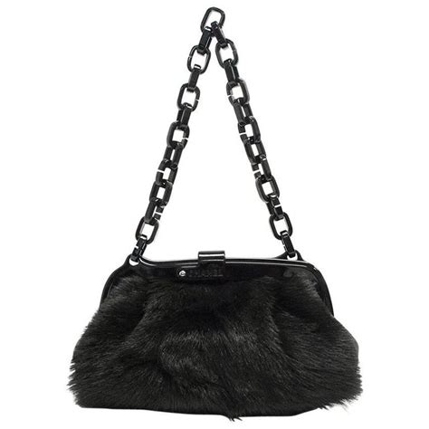 chanel black fur handbag|Chanel black handbag brand new.